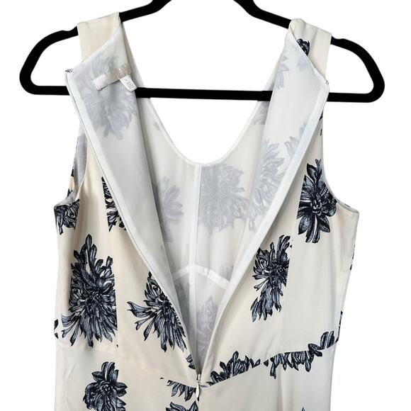 Nordstrom Collection Silk Floral A-line Ivory Sleeveless Cocktail Dress Size 8 - Picture 11 of 12